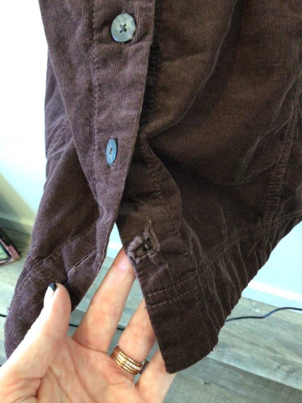 3/$10💕 Madewell Brown Corduroy Long Sleeve Button Down Midi Dress - Picture 4 of 6
